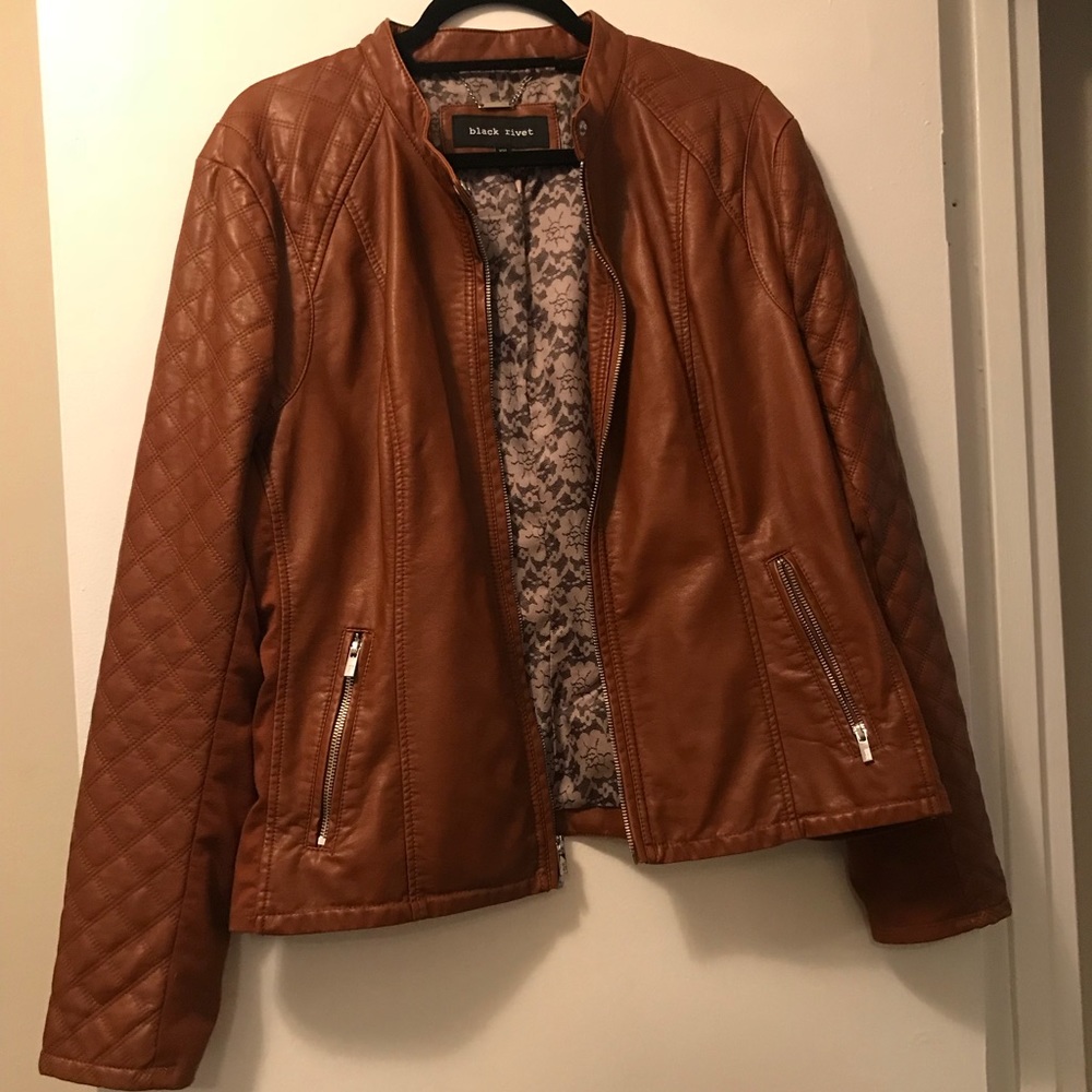chestnut real leather jacket